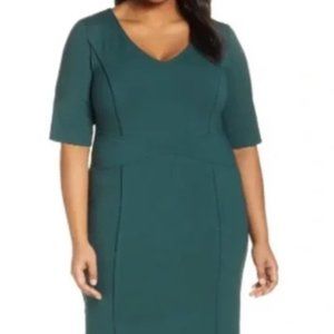 Eloquii 18 Green 9 to 5 Stretch Work Dress